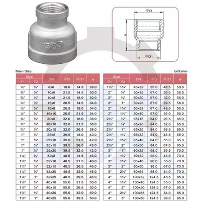 Нержавеющая сталь 201 304 316 Npt BSP Напряженные трубные фитинги Red Socket Reducer