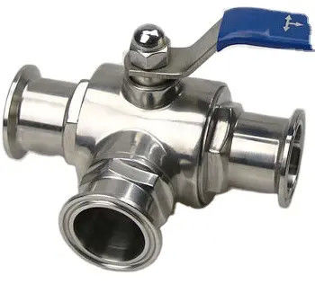 Серебро пищевого качества типа T TRI CLAMP 3-сторонний шаровой клапан из нержавеющей стали 304 316 WZ 3A/DIN/SMS