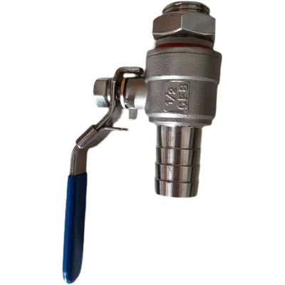 Серебряный WZ 1/2" из нержавеющей стали 304 2PC Колючий шланговый шаровой клапан с нитью SS