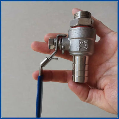 Серебряный WZ 1/2" из нержавеющей стали 304 2PC Колючий шланговый шаровой клапан с нитью SS