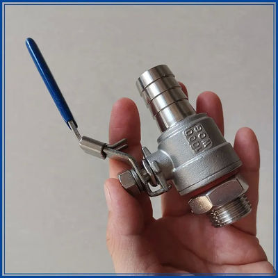 Серебряный WZ 1/2" из нержавеющей стали 304 2PC Колючий шланговый шаровой клапан с нитью SS