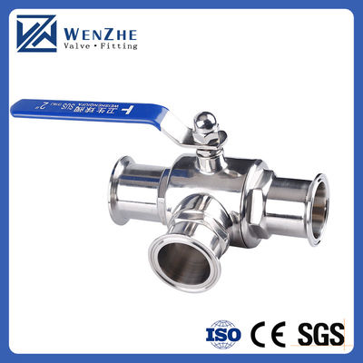 Медиа с нормальной температурой Санитарная нержавеющая сталь 304 316L Tri Clamp Tee 3 Way Ball Valve
